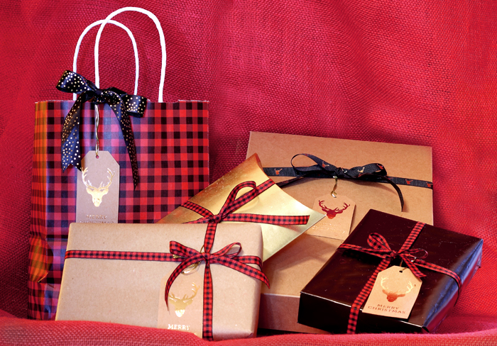 Christmas Gift Wrap Ideas - Red, Black, Gold